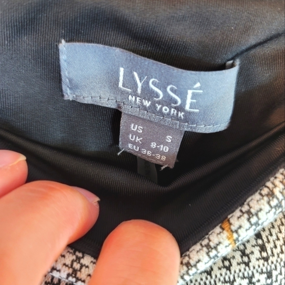 LYSSE PLAID LEGGINGS W GOLD LEAF PRINT DESIGN, SZ SMALL - Picture 5 of 12